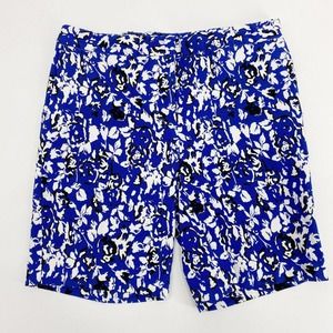 Mario Serrani Italy Comfort Stretch Shorts Tummy Control Blue Floral Sz 6